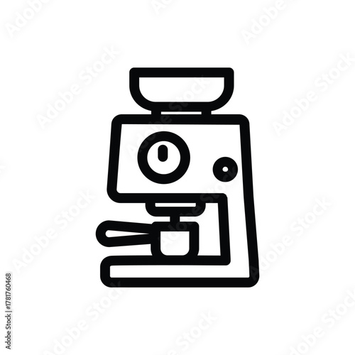 Espresso machine line icon, outline illustration of coffee maker, representing cafe brewing, or home espresso equipment