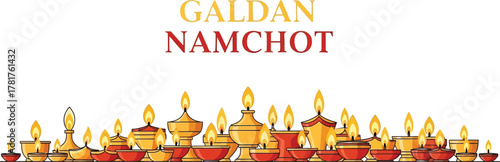 Galdan namchot with glowing butter lamps