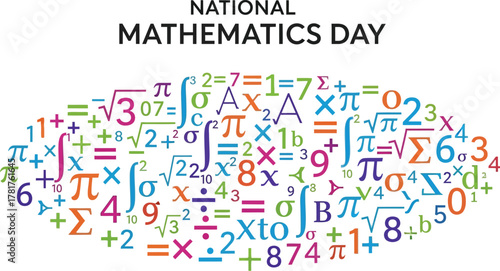 National mathematics day with math symbols