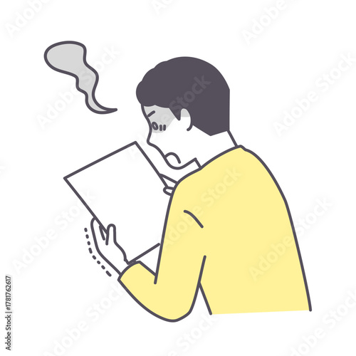 書類の内容にショックを受ける男性のイラスト素材