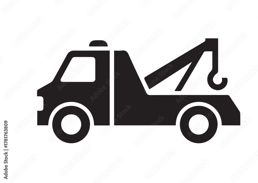 Naklejka premium Tow truck icon, Tow truck solid vector