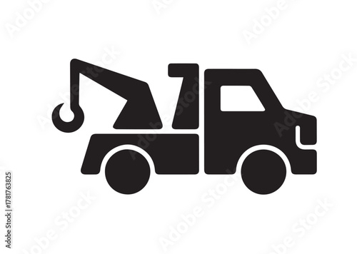 Tow truck icon, Tow truck solid vector