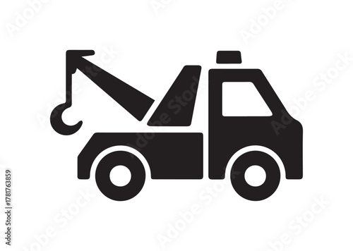 Tow truck icon, Tow truck solid vector