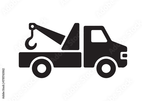 Tow truck icon, Tow truck solid vector