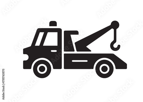 Tow truck icon, Tow truck solid vector