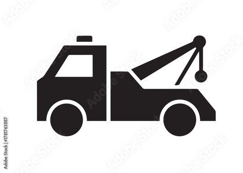 Tow truck icon, Tow truck solid vector