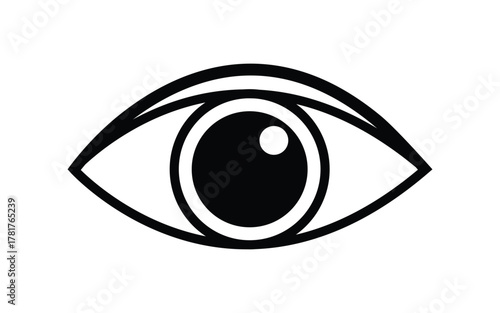Simple Eye Icon Illustration in Black and White for Web Design