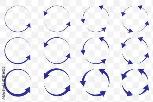 circle arrow icon set. circular arrow icon, refresh, reload, rotation. Green recycle vector icon symbol. Repeat and reload icons set and arrow rotation circle