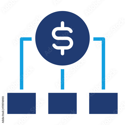 Money Allocation Blue Color Icon