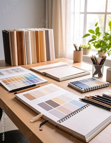 Wallpaper Mural Color Palette Inspiration on a Wooden Desk Torontodigital.ca