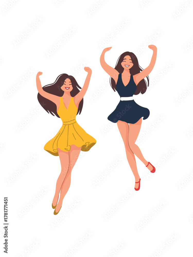 Obraz premium Vector illustration diverse women dancing together