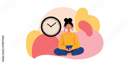 Vector illustration time management and life balance woman