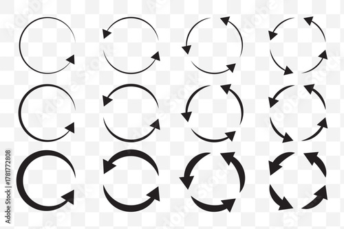 circle arrow icon set. circular arrow icon, refresh, reload arrow icon symbol sign, vector illustration