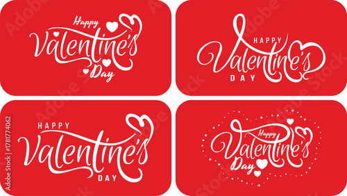 A set of four beautiful, handcrafted calligraphy designs for Valentine's Day. Perfect for greeting cards, banners, posters, social media posts, t-shirts, mug designs, and other romantic and love-theme