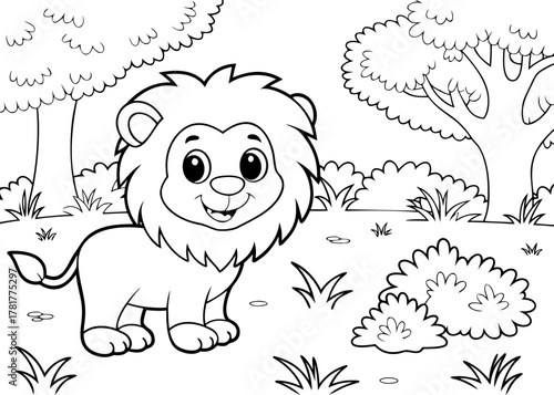 Cute Lion Cub Coloring Page