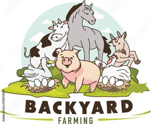 Backyard Animal Farming logo design urban industrial country business