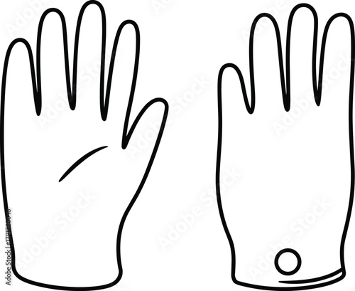 PrintFashion flat sketch of gloves design with button detail, simple handwear illustration template for winter accessories and clothing design