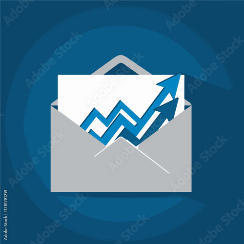 Email Marketing Success: Envelope with Rising Arrow Graph Vector