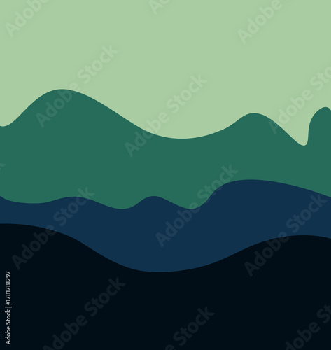 Abstract Shades of Teal Waves Landscape Background