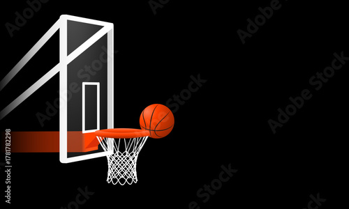 Basketball missing hoop and net view from left side illustration