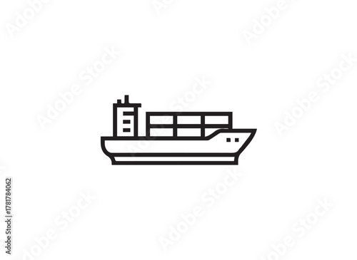 Ship Cargo Line Icon — Minimal Bold Outline Maritime, Shipping, and Logistics Vector Symbol