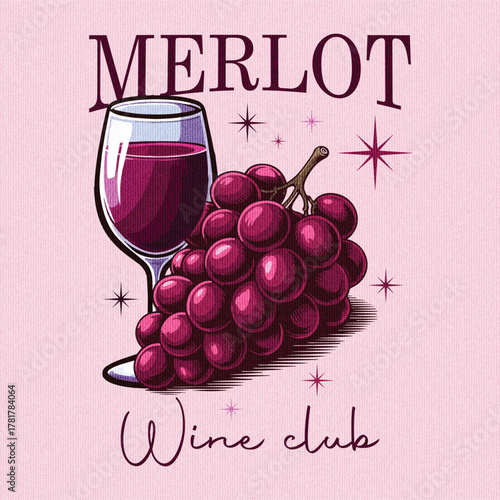 Grapes t shirt, drawing suitable for wine label design, sketch in pop art style, black and white vector illustration, T-shirt apparel print design. t-shirt design for textile . basic design. 