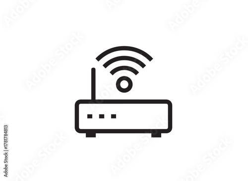 WiFi Router Antenna Line Icon — Minimal Bold Outline Wireless, Network, and Connectivity Vector Symbol