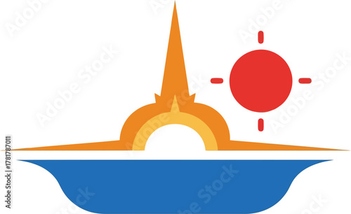 Spiritual sunrise over water symbol vector