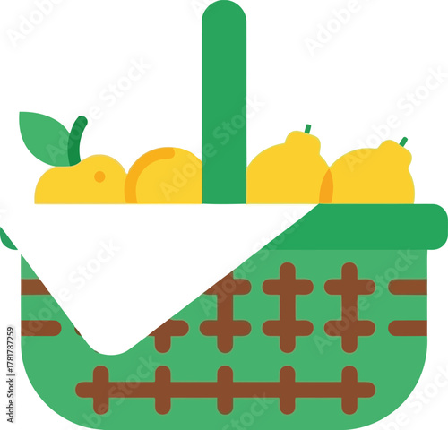 Fresh lemons in decorative woven basket ripe fruit produce healthy food ingredient vector
