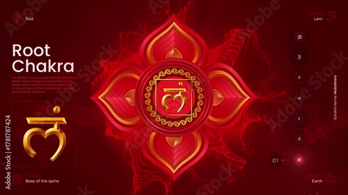Root Chakra Energy Animation - Red Muladhara Meditation and Grounding Visuals