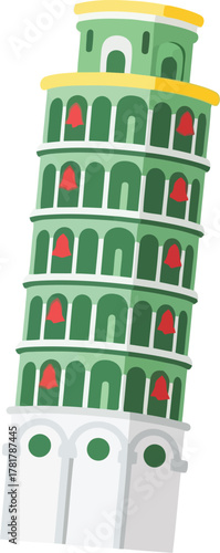 Leaning tower of pisa iconic landmark italy travel vector
