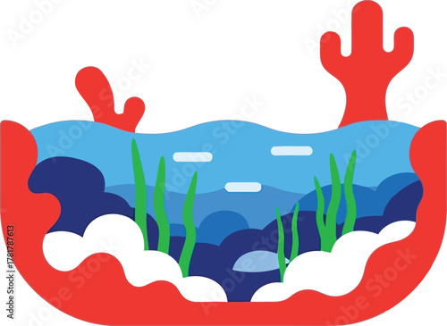 Vibrant desert oasis scene flat illustration vector