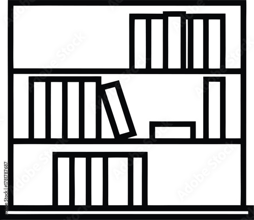 library shelves line art transparent background