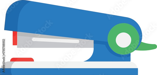 Modern blue office stapler flat design isolated icon vector