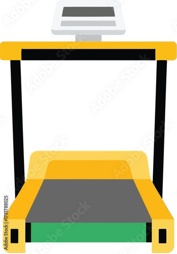 Bright yellow treadmill fitness machine isolated on white vector