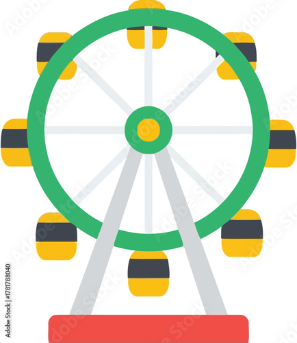 Colorful ferris wheel amusement ride funfair attraction vector art vector