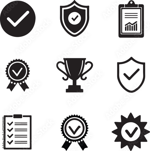 Quality Assurance Icons for Success and Validation