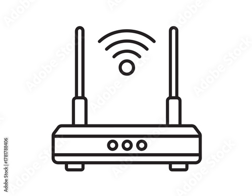 Router Line Icon — Minimal Bold Outline Networking, Internet, and Technology Vector Symbol