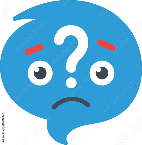 Confused question mark face speech bubble icon vector