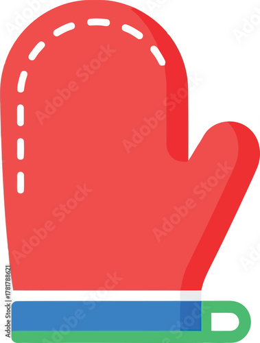 Red oven mitt kitchen glove kitchenware heat protection cooking accessory vector