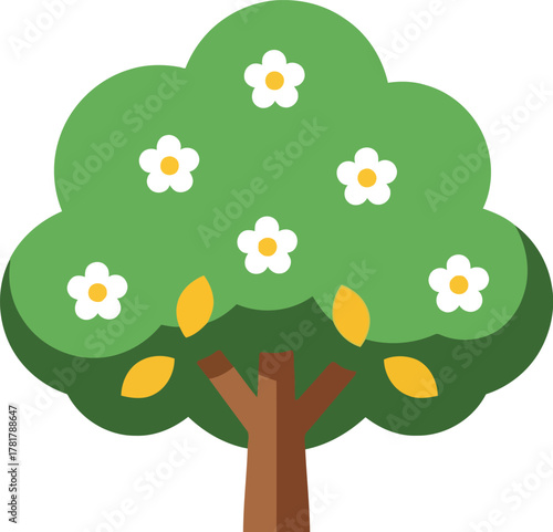 Blooming spring tree nature illustration vector art vector