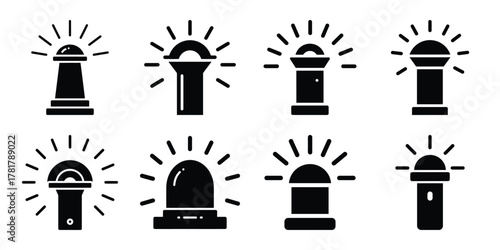 guiding light silhouette vector icon set