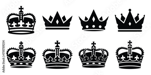king e2 80 silhouette vector icon set