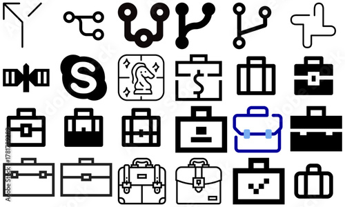 A minimal and modern startup vector, icon set representing essential business elements like idea, innovation, planning, success, and vision. Perfect for use in business presentations, pitch decks