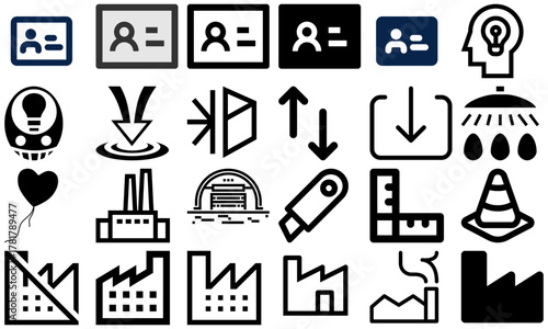A minimal and modern startup vector, icon set representing essential business elements like idea, innovation, planning, success, and vision. Perfect for use in business presentations, pitch decks