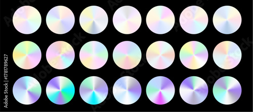 Futuristic iridescent silver swatch with holographic reflections. Gradient transitions reveal vivid tones in every gradient iridescent shimmer.