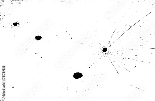 Black Ink Splatter Texture on White Background