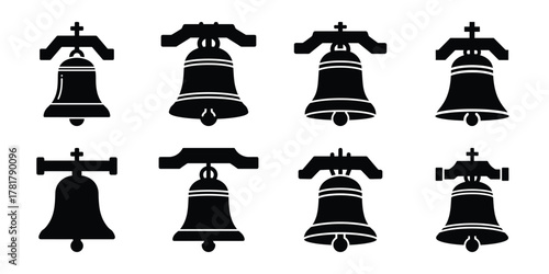 church bell silhouette vector icon set