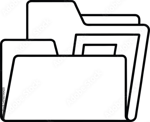 Folder and Files Line Art Transparent Background