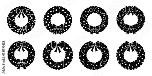 epiphany wreath silhouette vector icon set